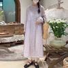 Johnature Japanese Mori Women Hollow Lace Loose Dress Women Summer Thin Loose Casual Vintage Female Dresses