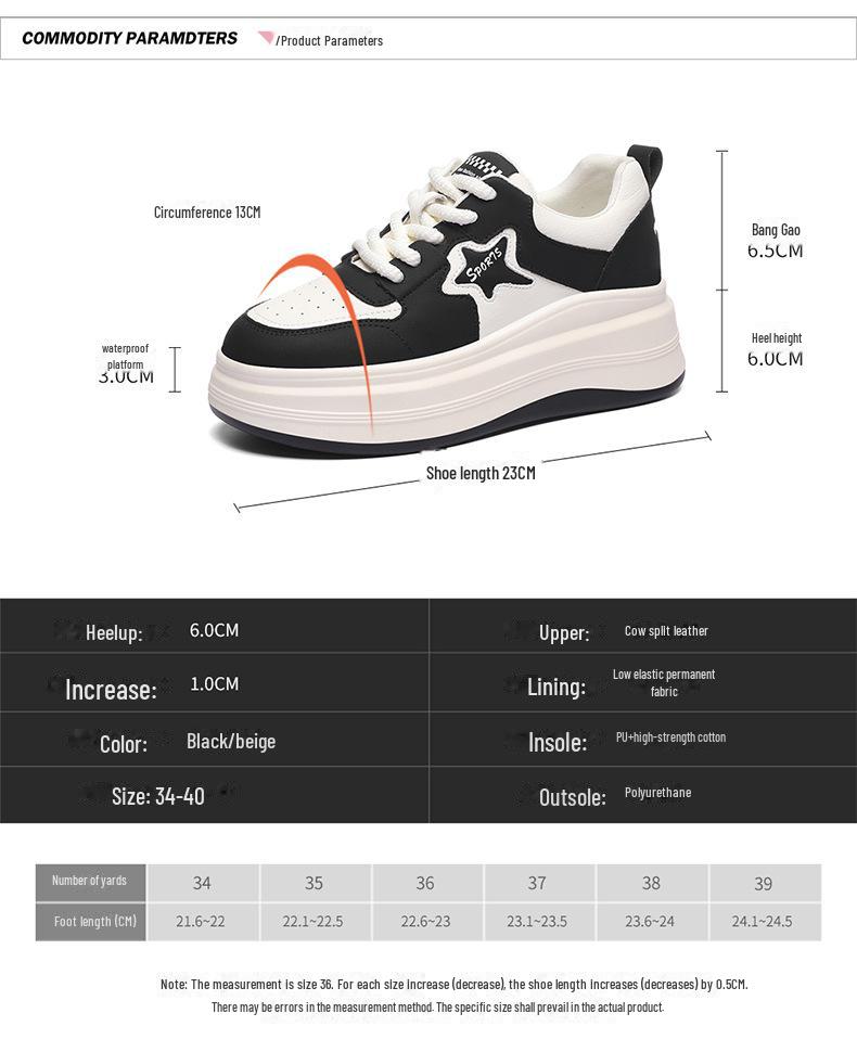 Adidași cu platformă din piele naturală pentru femei - Antiderapanți, Ușori, Casual, Versatili, Albi pentru Primăvara și Toamna 2024.