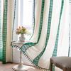 Finished Curtain Splicing Cute Green Contrasting Crochet Hollow Cotton Thread Hanging Short Curtain Grid