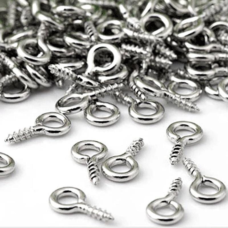 Buy 100PCS DIY Tiny Iron Screw Eye Pin Eyelets Peg Threaded Iron Clasps Hooks for Jewelry