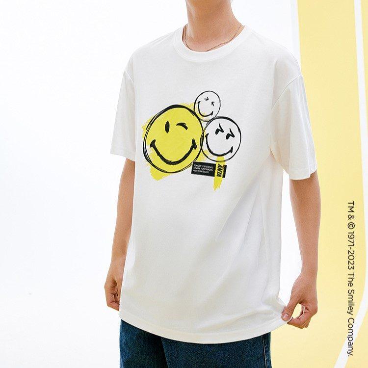 Anta X SmileyWorld Life Collection T Shirt Unisex White 152328142-1