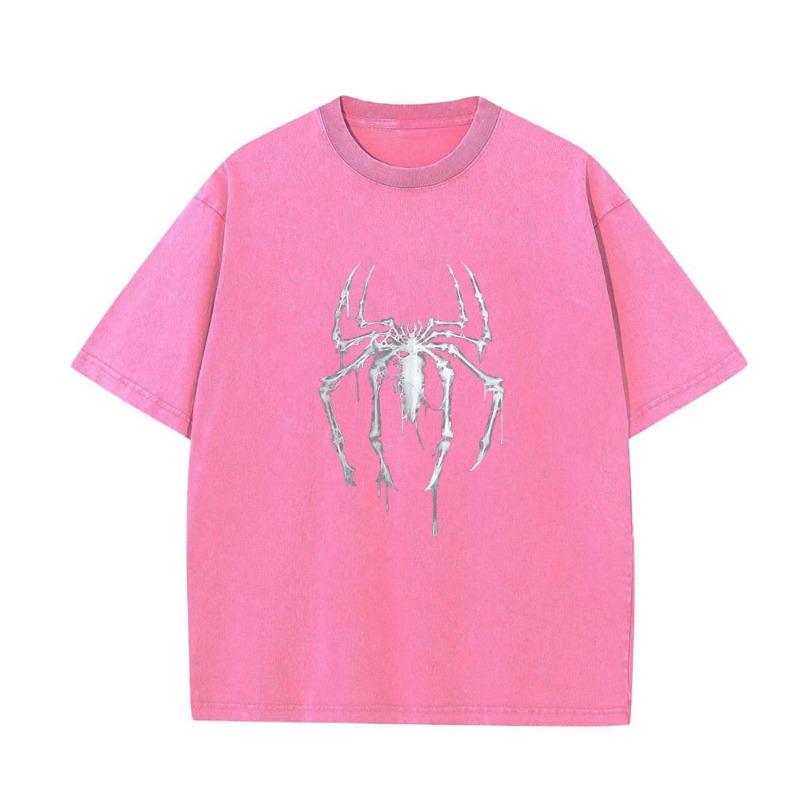 Wash Shirts Vintage Spider Graphic Washed Shirt Colorse Spider Shirt Retro Training Shirt Retro Hero Shirt