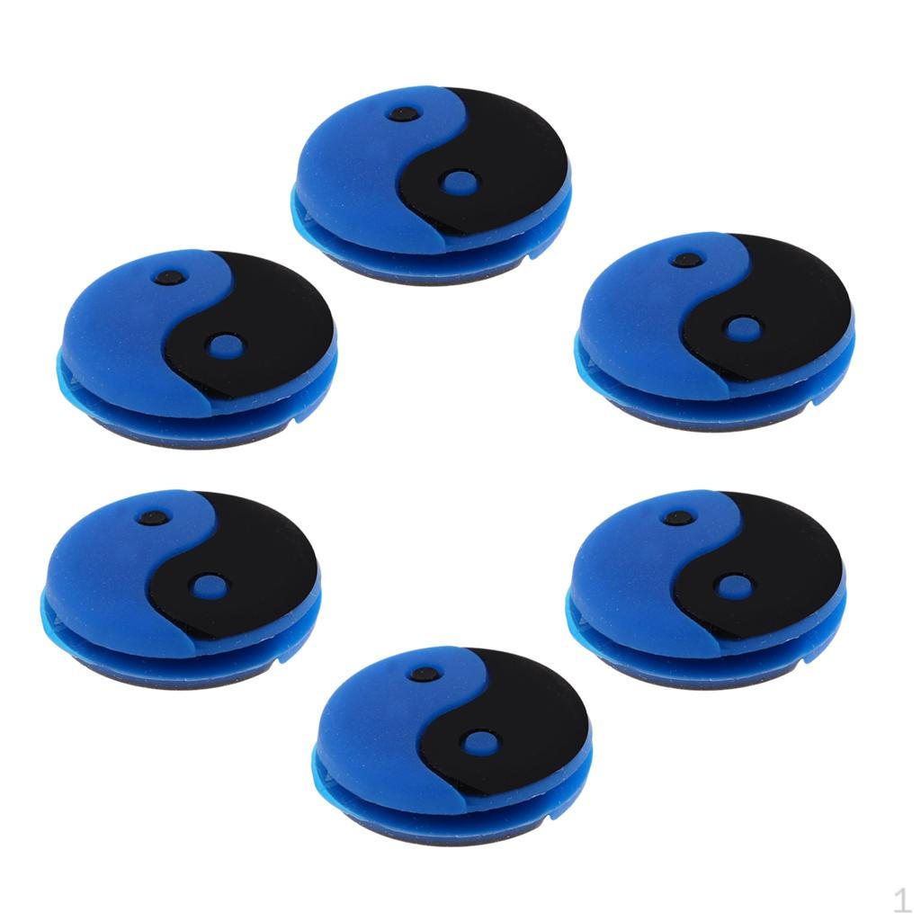 

6 Pieces Silicone Tennis Racquet Vibration Dampener Shock Absorber Damper black and blue