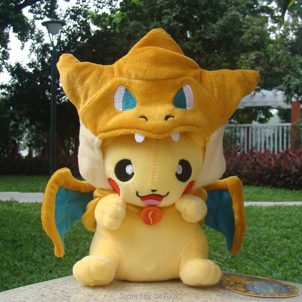 4 Styles Cosplay Plush Mega Shiny Charizard XY Pikachu Cloak Stuffed Toy Cartoon Soft Doll