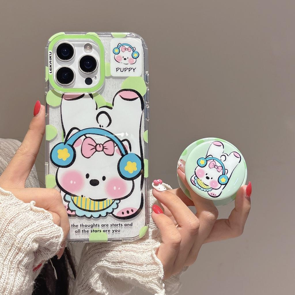 ins Korean cartoon animal suitable for Apple 16promax mobile phone case iPhone15 magnetic suction bracket 14P new