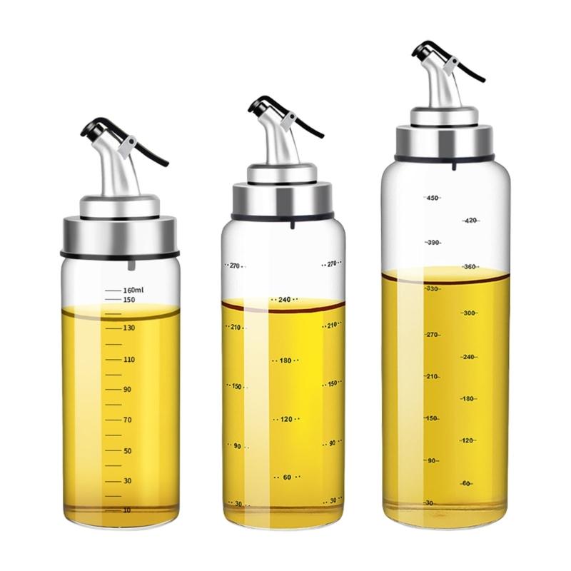 Clear Glass Spill Proof Condiment Bottle With Tight Lid Kitchen Liquid Dispenser Large Capacity Oil Vinegar Container