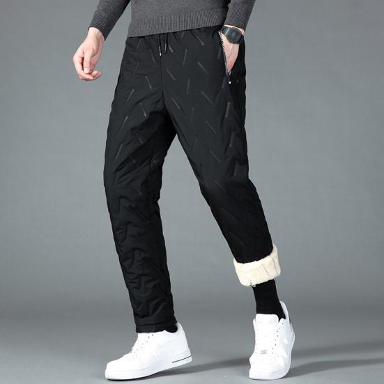 Zima Podzim Muži Sportovní kalhoty Volný Elastický pas Silný plyš Vodotěsné Polstrované Kapsy Volné Rovné Jednobarevné Kalhoty na cvičení