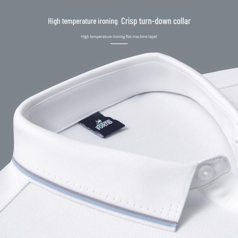 FORTEI Men's Silk-Blend Antibacterial Business Casual Polo Shirt