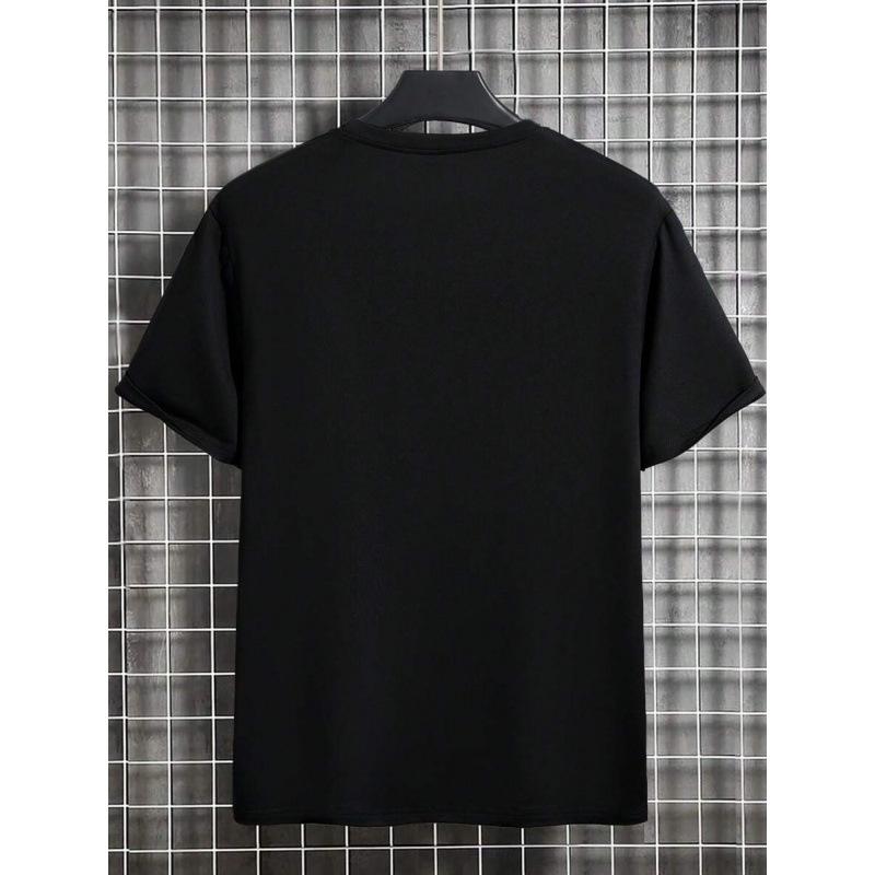 Men's Summer Casual T-Shirt Vertical Chicago Text Print Short Sleeve Streetwear