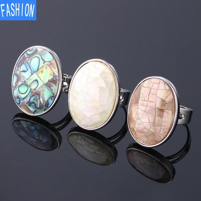 Natürliche Abalone-Muschel, rosa Jakobsmuscheln, weiße Jakobsmuscheln, gelbe Jakobsmuscheln, verstellbarer Ring, Geschenk für Frauen