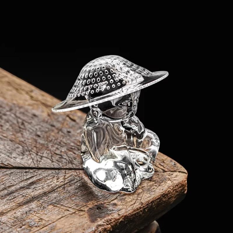 

Little Monk Tea Leak Chinese Style Creative Teapet Glass Tea Filter Household Tea Ceremony Accessories Desktop Ornament 9x9cm