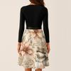 Women's Casual Fashion V-neck Long Sleeved Retro Christmas Print Retro Dress