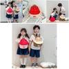 Kids Cotton Cartoon Fruit Hat Backpack With Contrasting Stitching And Soft Polyester Lining For School Use