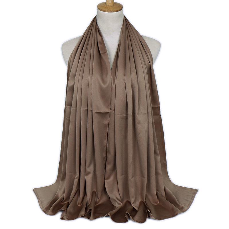 Fashion new plain malaysia satin silk hijab scarf solid color long muslim scarves headscarf turban muslim shawl female