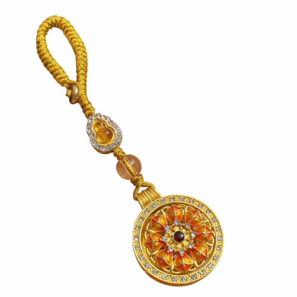 

Retro Sand Gold Sunflower Keychain Metal Lucky New Year Pendant Hanging Ancient Style Zodiac Key Ring Men