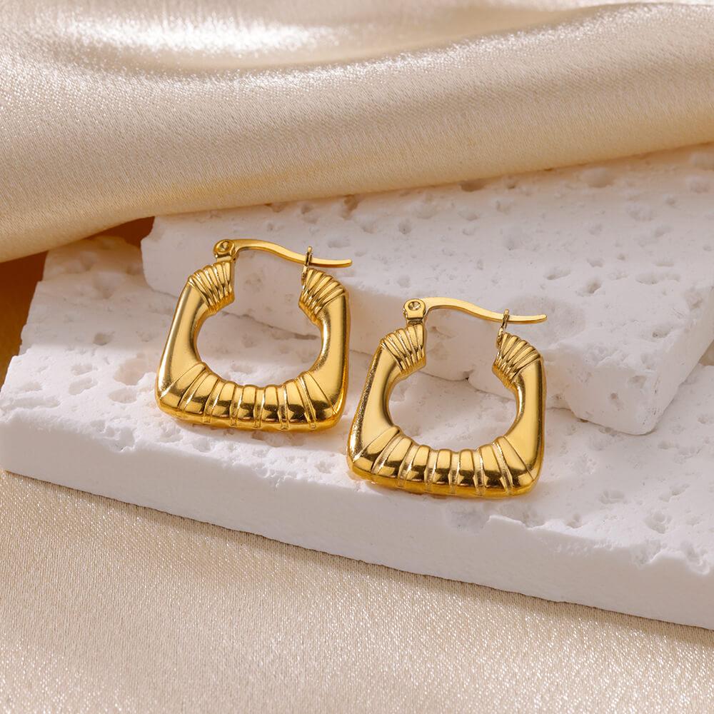 Trendy Round Stainless Steel Hoop Earrings for Women Simple Gold Color Earring Waterproof Ear Piercing Zircon Birthday Gifts