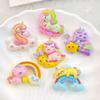 10Pcs New Cute Cartoon Rainbow Unicorn Series Flat Back Ornament Jewelry Bows Accessories