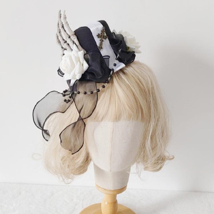 Top Hat Hair Clip Flower Ribbon Hairpin Punk Halloween Bunches Hair Clip