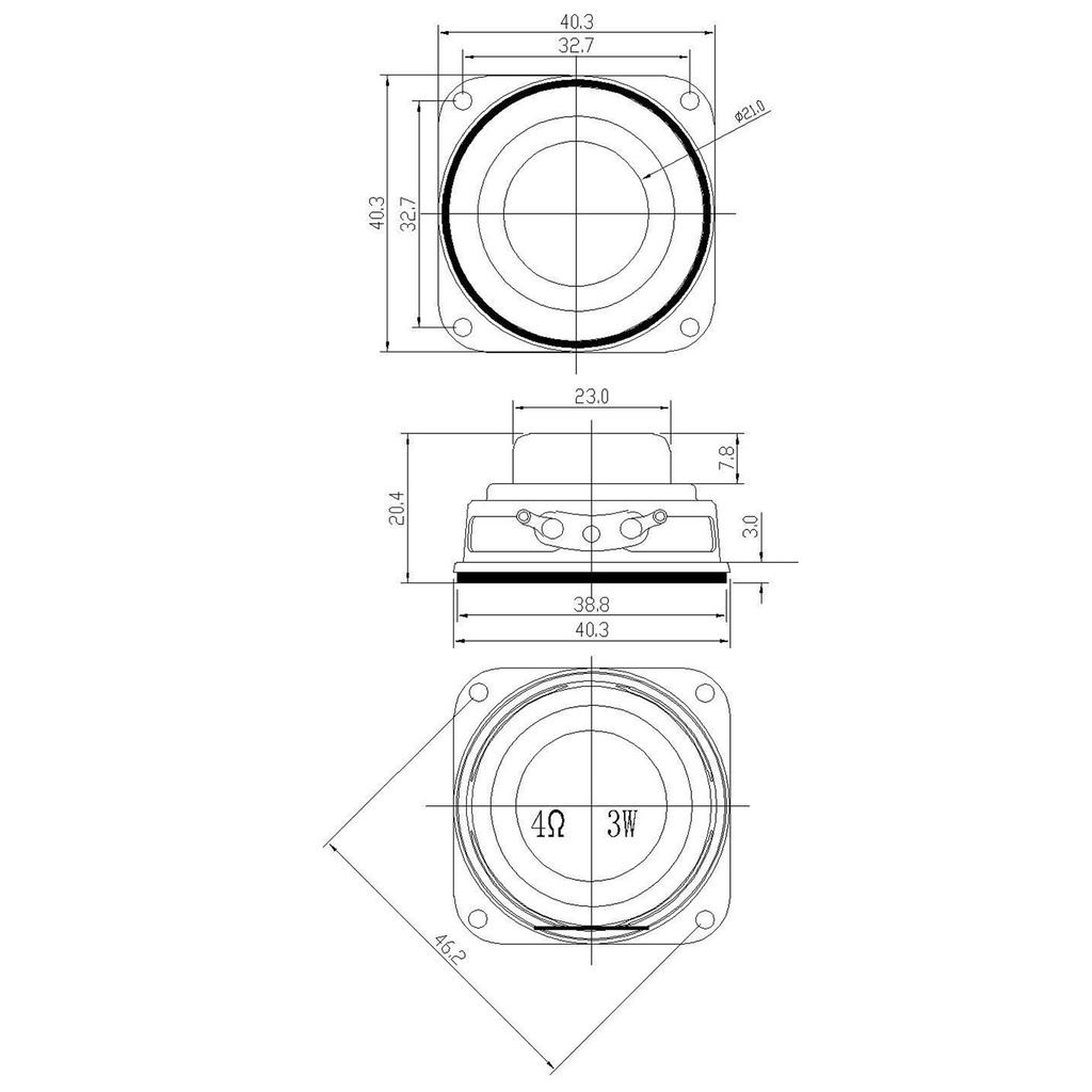 Versatile 40mm 3W Speaker Unit Internal Magnetic Loudspeaker Powerful & Compact Speaker Works with Most Devices Durable