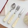Western Food Tableware Stainless Steel Cut Cheese Hole Embossed Handle Steak Pasta Soup Dessert Knife Fork Spoon Dining Table Cutlery
