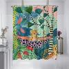 1 pc cartoon leopard digital printed bathroom shower curtain set perforated strap hook for bathroom privacy and home decoration