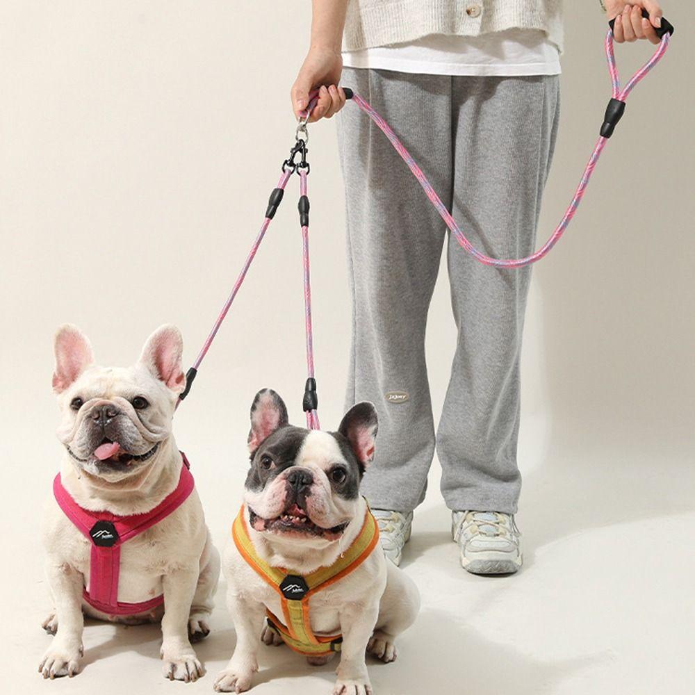 Wave Pattern Double Head Dog Rope Removable Dual Dog Leash Two Dog Lead Rope  Outdoor Walking