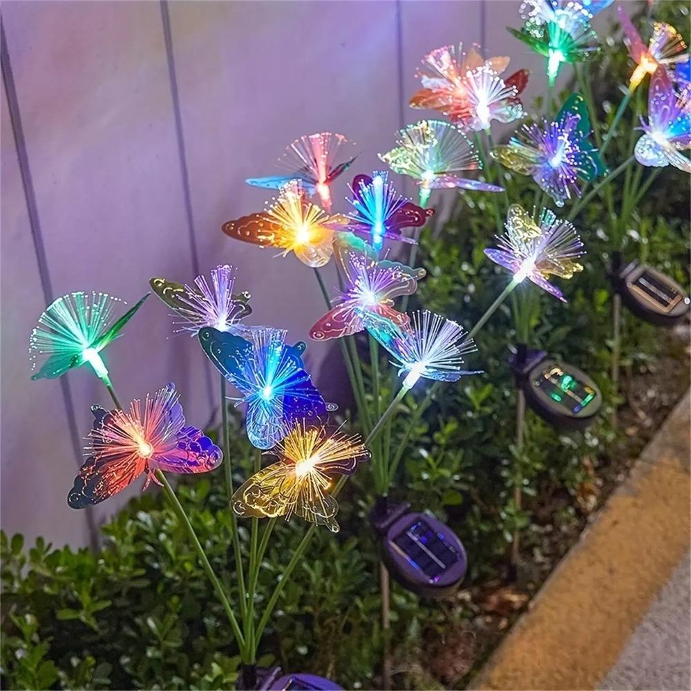 Solar-Powered Butterfly Fiber Optic Light - Waterproof Rechargeable Outdoor Garden Decor for Lawn, Yard, and Landscape