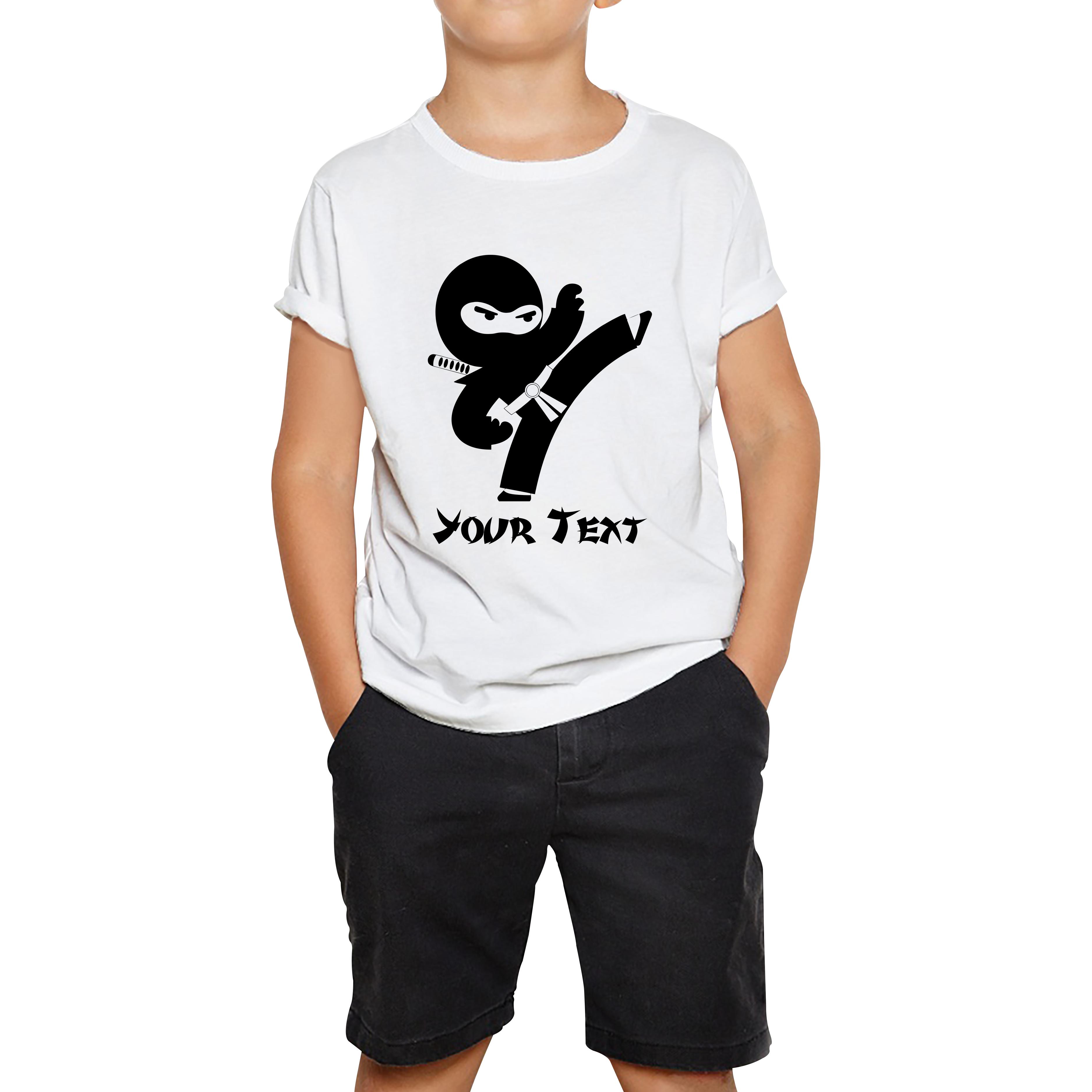 Personalised Ninja Your Name Retro Ninja Warrior Martial Arts Judo Karate Kids Tee 150