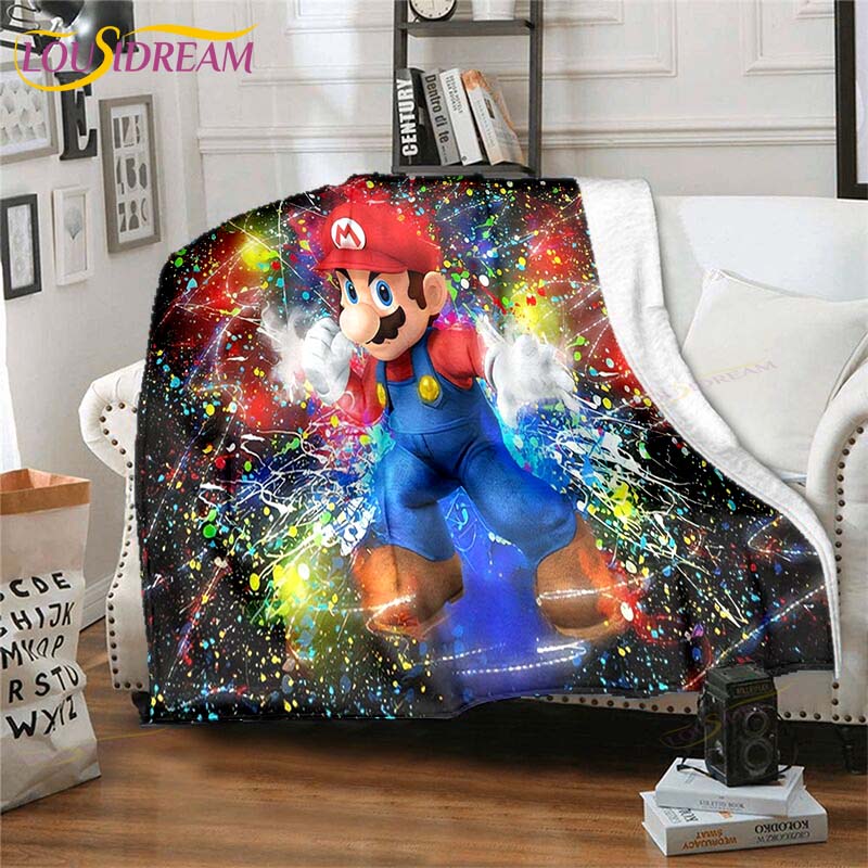 Mario Bros Blanket High Quality Flannel Warm Soft Plush on The Sofa Bed Blanket Suitable for Air Conditioning Blanket
