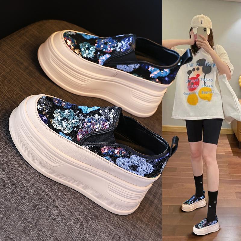 Thick-soled One-pedal Loafers Women's 2025 Spring and Autumn New Muffin Shoes New Chinese Style Inner Height Increase Leisure Single