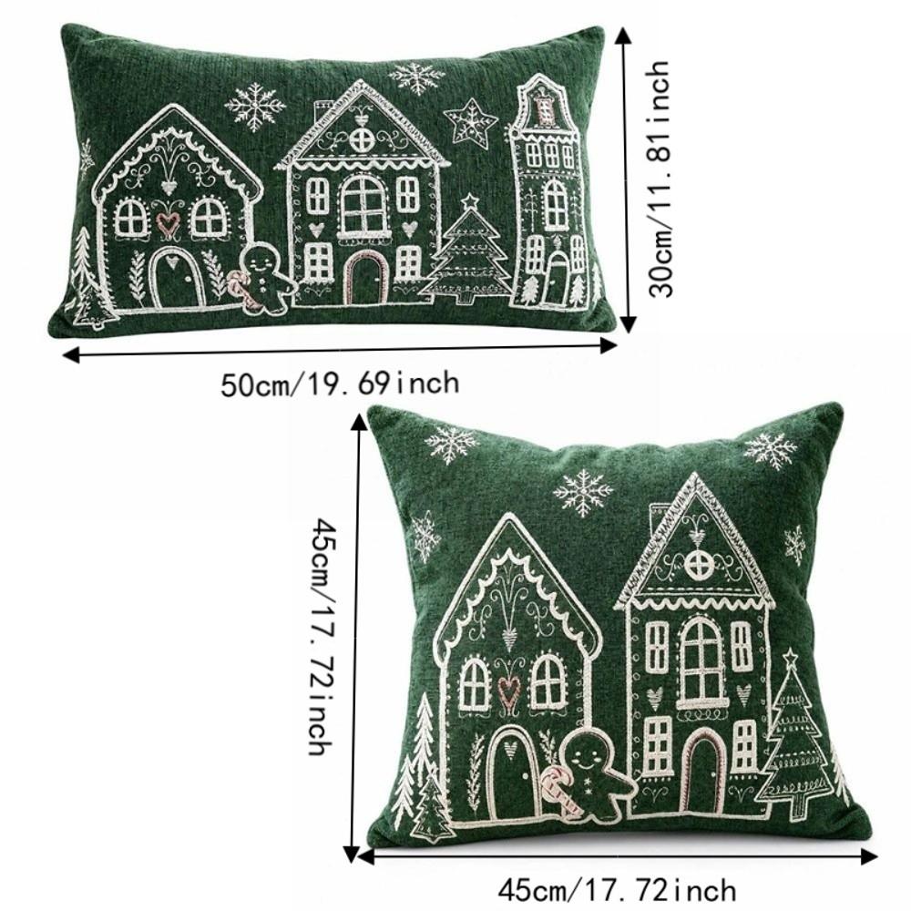 Breathable Christmas Pillowcases House Snowflake Embroidery Pillow Case  Christmas Decor