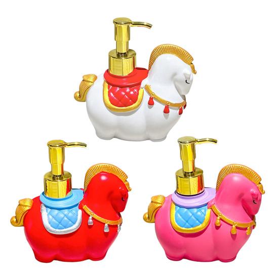 Dispensador de Jabón Diseño de Caballo Jabón de Manos Loción Gel de Ducha Botella con Cabezal de Bomba Dorado Accesorio de Baño