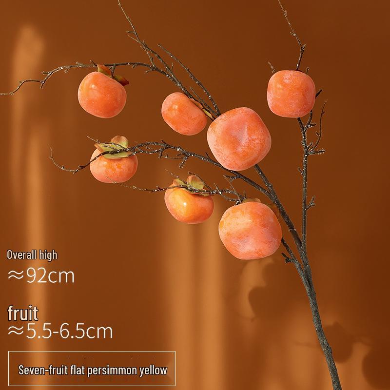 Persimmon and Pomegranate Faux Flower Arrangement for Living Room or Foyer
