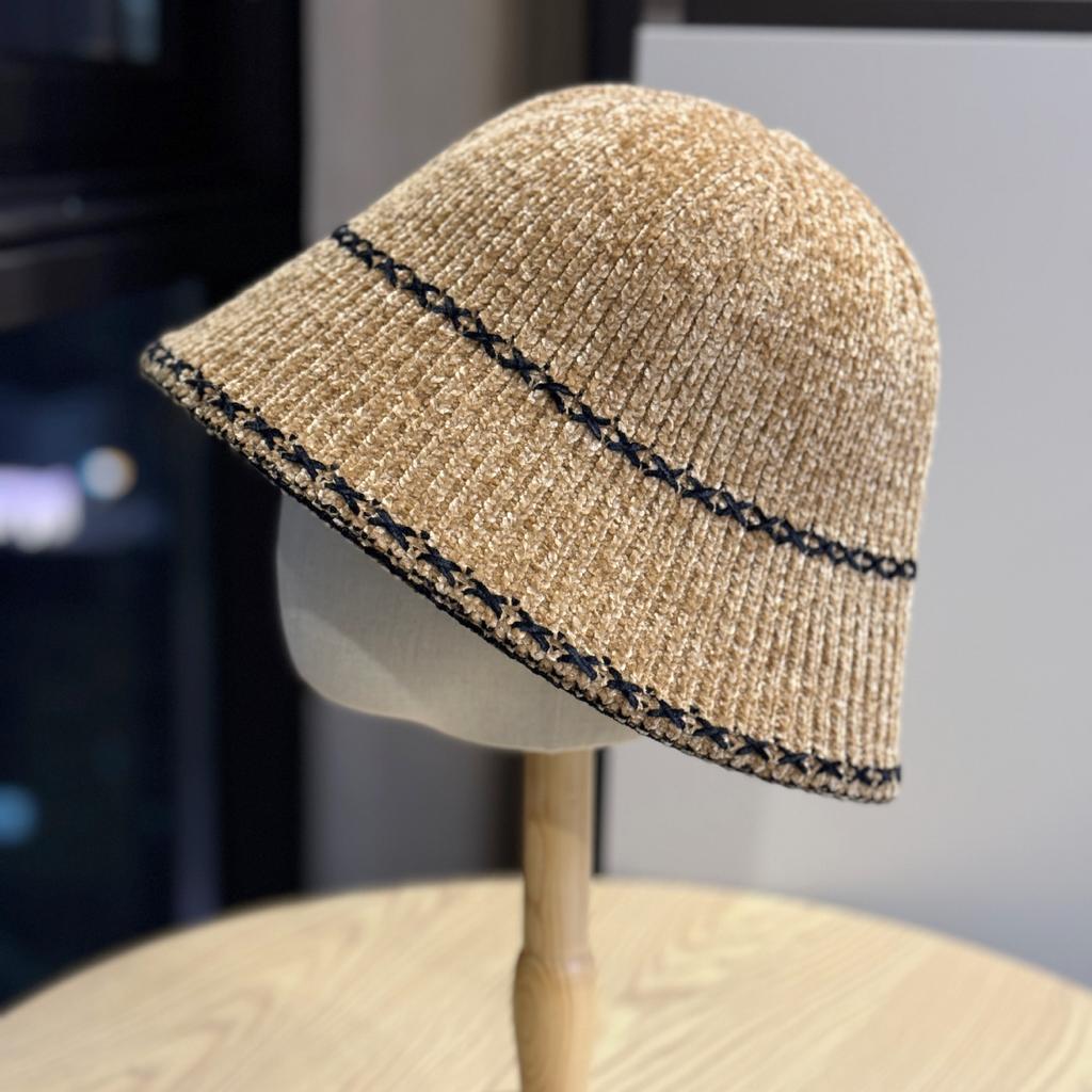 New Autumn and Winter All Match Knitted Bucket Hat for Women Outdoor Warm Plain Face Covering Fisherman Hat Showing Face Small Basin Hat