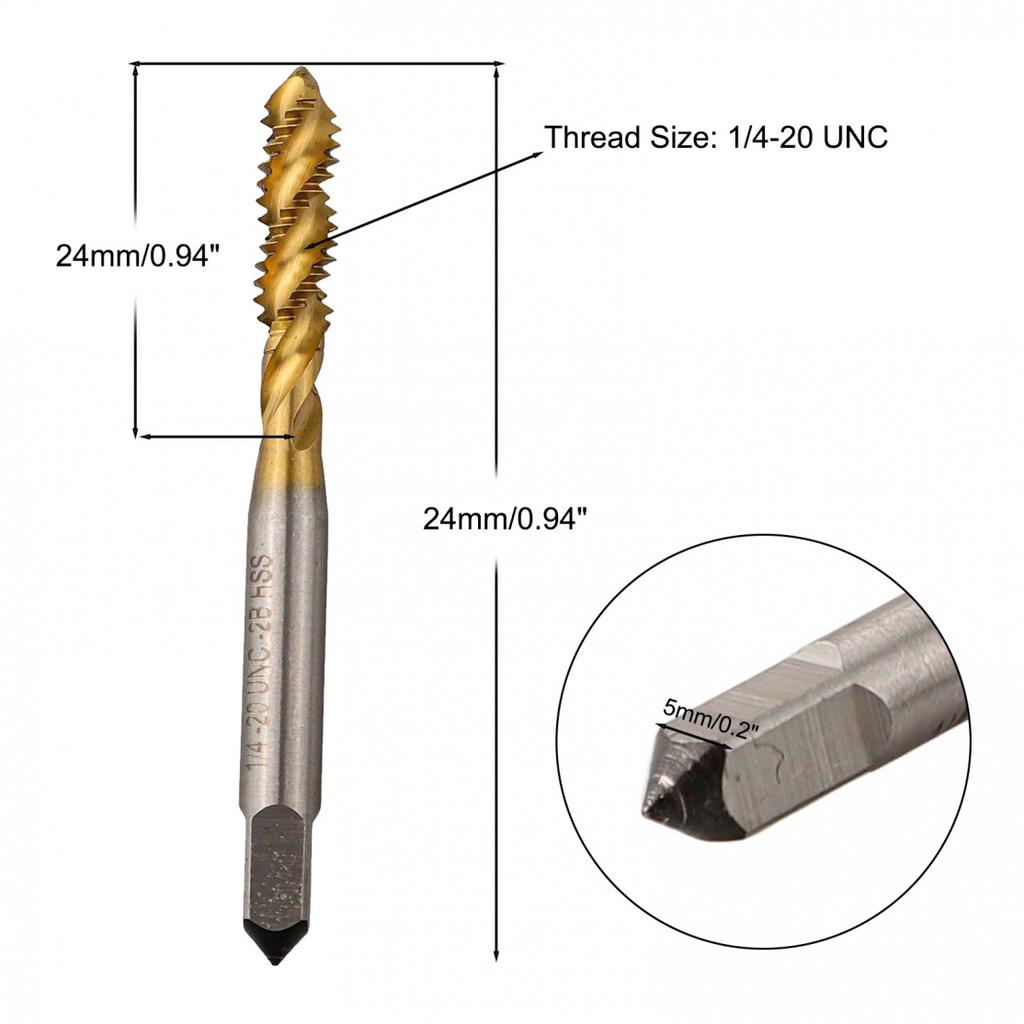1/4-20 UNC Tap High Speed Steel Tap Spiral Flute Thread Tap