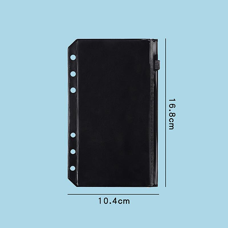 6Pcs A6 Waterproof Pvc Cash Budget Envelopes Zipper Binder Pouches 6-Hole Binder Pockets For Notebook Planner Journey Binders