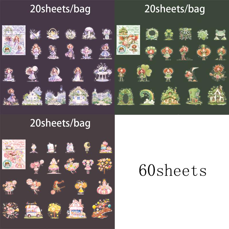 

60sheets/bag Garden Playbook Series Girl Theme Stickers DIY Handbook Collage Postcards Greeting Cards Calendars Phone Cases