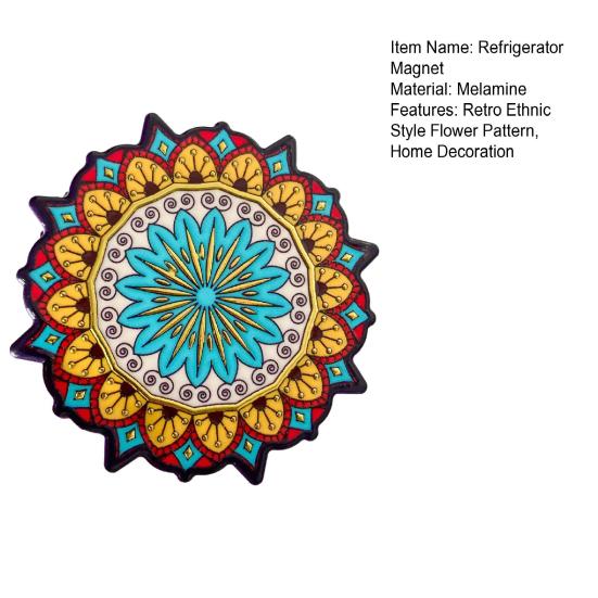 Retro Etnisk Blomst Kjøleskapsmagnet DIY Hjemmekontor Kjøkken Skap Kjøleskap 3D Vintage Fargerik Blomst Magnetisk Dekorasjon Ornament