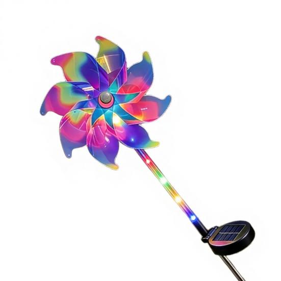Colorful Solar Pinwheel Light, Waterproof Solar Powered Wind Spinner Light, Outdoor Rotating Pinwheel, Pathway Light for Garden Yard Patio Lawn Decor