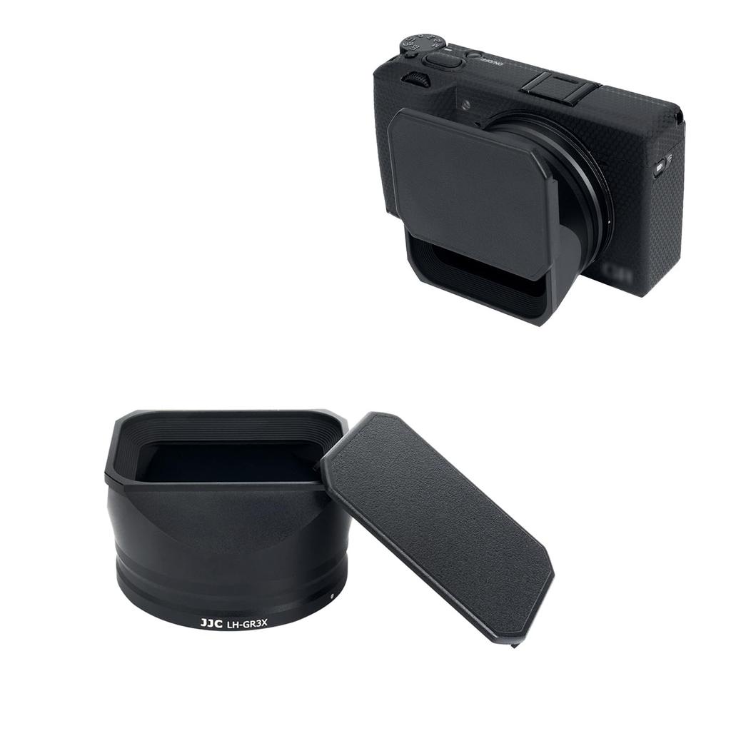 JJC Metal Rectangular Lens Hood Hood Cap for Ricoh GR3X GRIIIX GRIIIx HDF Lens Prevents No Black Aluminum Alloy + - Protection, Illumination,