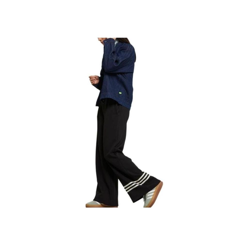 Adidas Pantaloni lați cu talie elastică Originals Trefoil Pantaloni femei negru IB7307