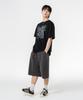 MOZMOZ [Set] Ink Short Sleeve + Wide Single-Pleat Shorts Set-Up Black