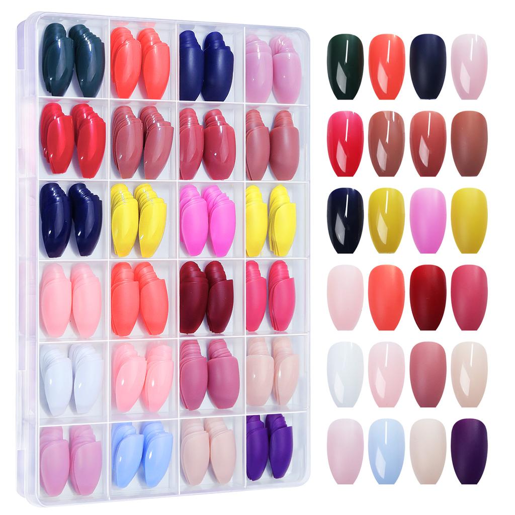 576Pc False Nail Press On Acylic Nails Extension Square Ballet Almond Full Cover Soft Gel Tips Extension DIY Manicure Kits Tools