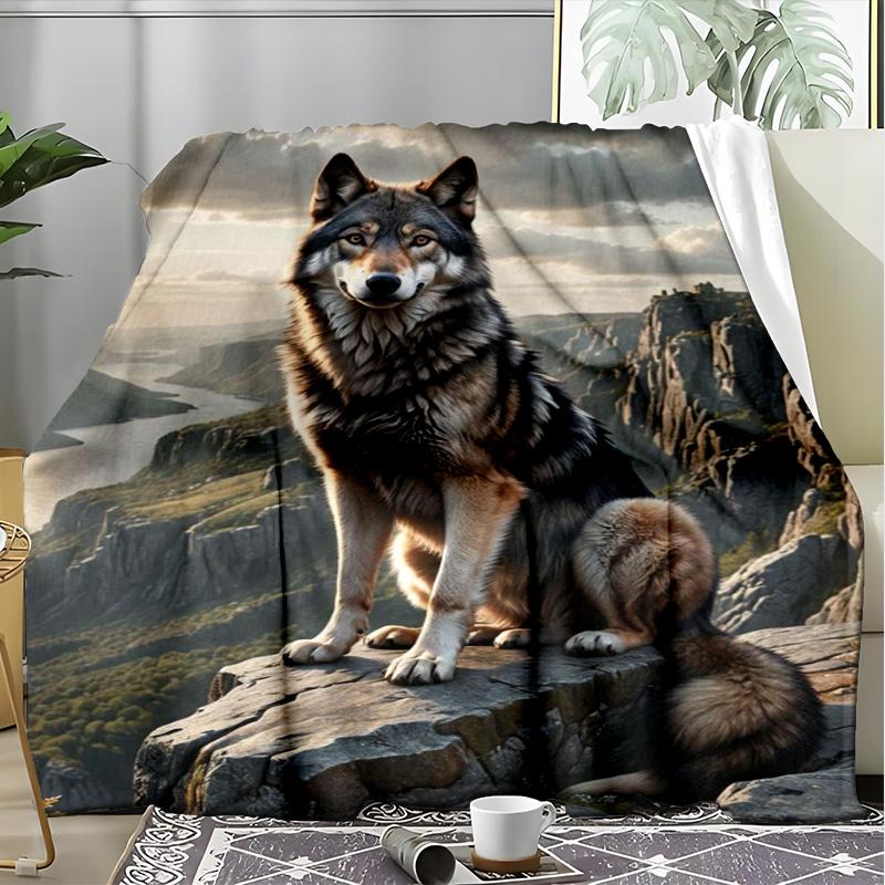Autumn Sleeping Wolf Cub Fleece Blanket, Cute Animal Throw