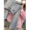 2025 Women's Light Blue High Waist Micro Flare Denim Pants - Slimming & Versatile Retro Trend.