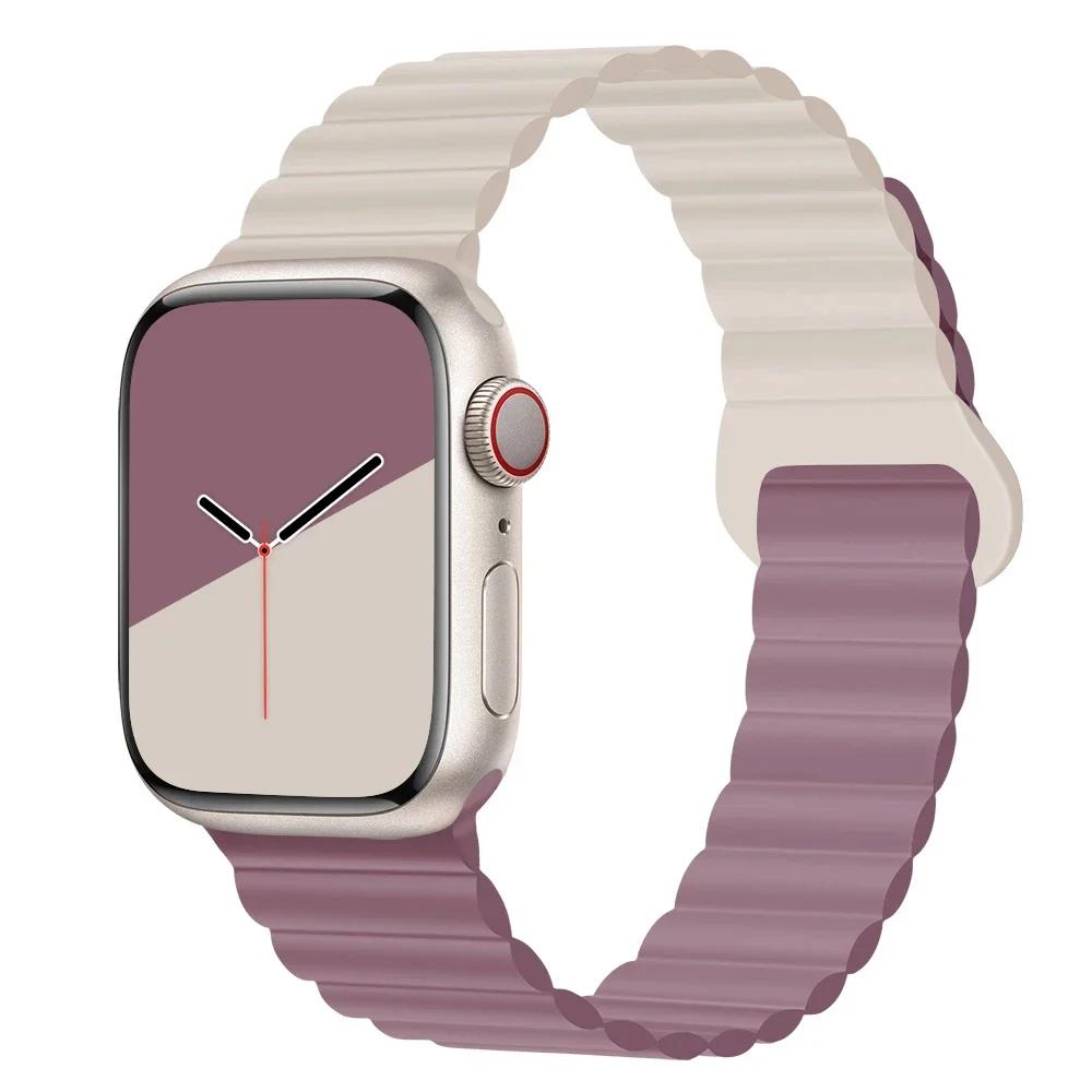 Magnetyczny Pasek Silikonowy Sportowy Bransoletki Do Apple Watch 41mm 42mm 44mm 45mm 46mm 49mm iWatch Seria 11 10 9 8 7 6 5 4se