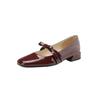 French bow flat shoes spring and summer 2025 new evening wind beanie shoes burgundy Mary Jane women's shoes