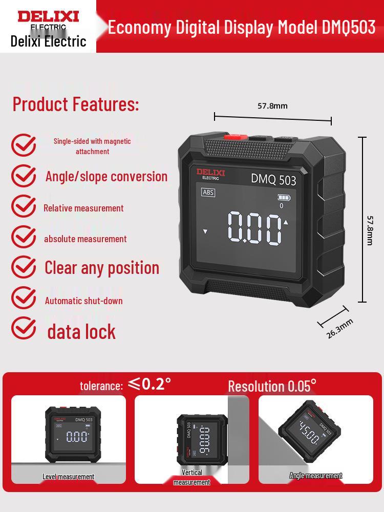 Цифровой инклинометр-уровень Delixi с магнитным углоизмерительным прибором