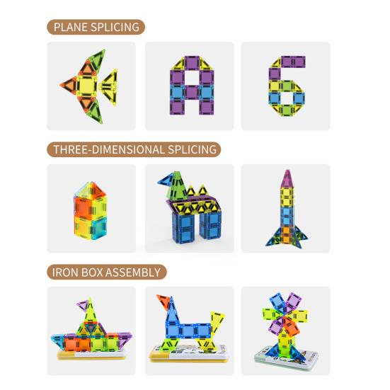 29/50Pcs/Set Colorful Magnetic Tile Kit Clear Geometric Shape Building Block Magnet Preschool Educational
