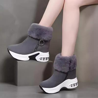 Fashion Winter Non-Slip Snow Boots Women Fashion Faux Fur Plush Platform Ankle Boots Woman Air Cushion Warm Cotton Padded Shoes
